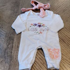 6-12 months little sister long sleeve onsie set.